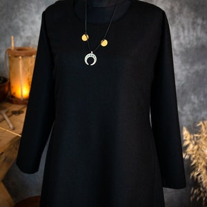 Early Medieval Birka warm wool dress T-tunic with two wedges, round neckline for Viking and Slavic woman historical reenactment costume image 6