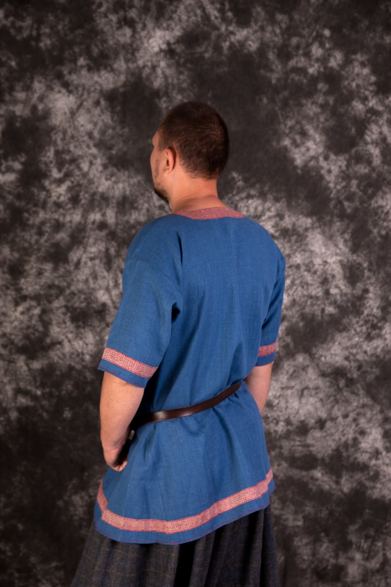 Early Medieval linen tunic Tunic of Birka Norse tunic diamond twill Viking tunic Linen shirt for Viking short sleeves Viking Reenact