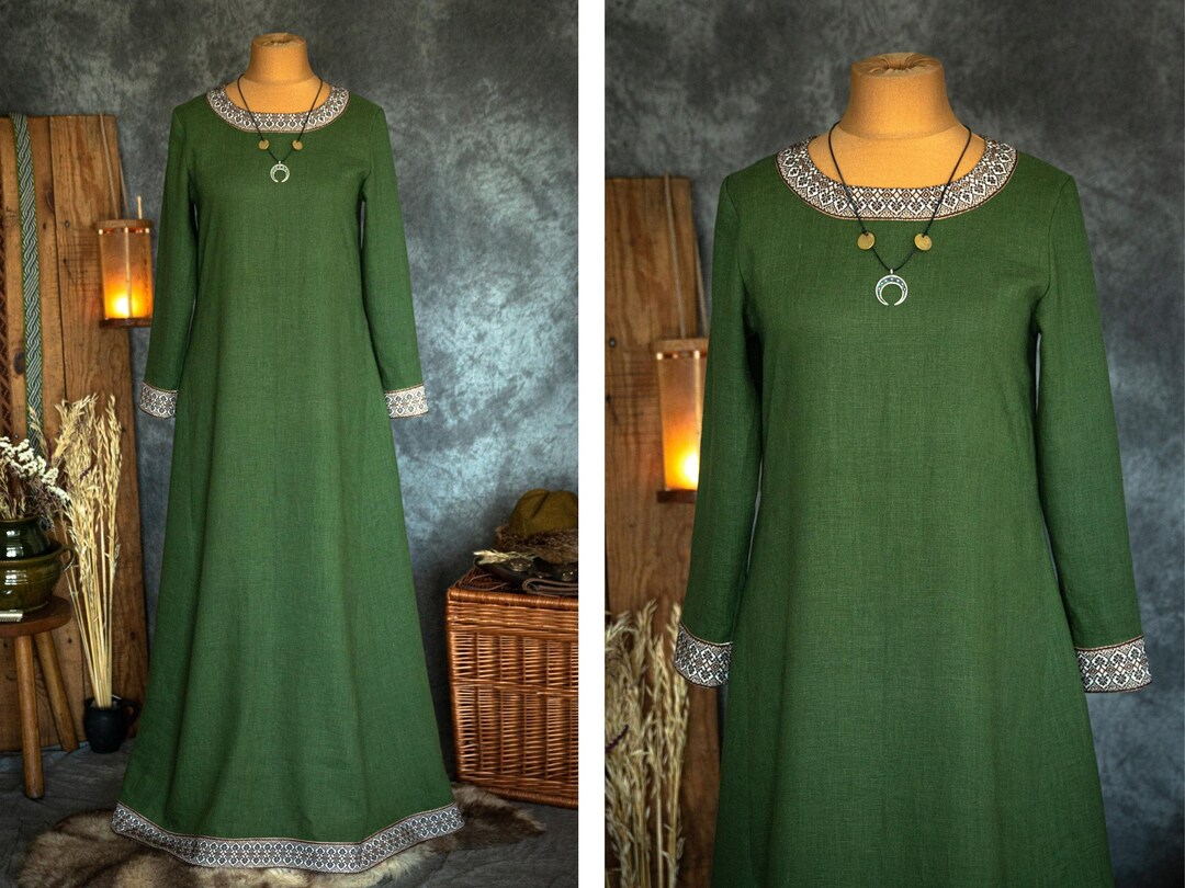 Early Medieval Slavic Viking Ceremonial Linen Dress With - Etsy