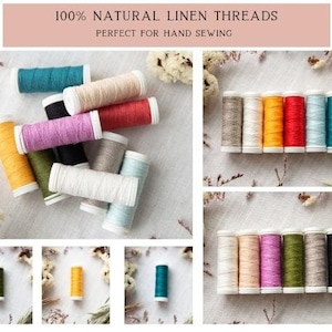 Linen medium thickness soft thread best for hand sewing for clothes and home decorations , spools of thread jewelry, 100% linen threads