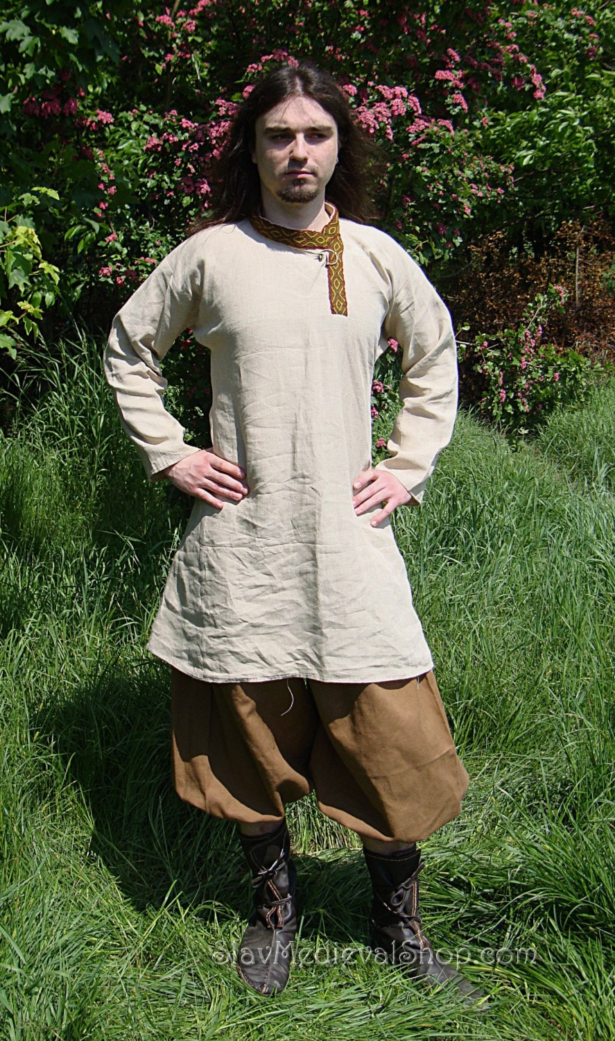 Medieval Shirt for reenactors made of 100% linen Rubacha | Etsy