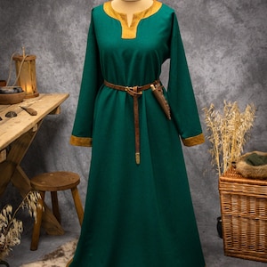 Early Medieval Viking Wide Warm Wool Dress With Diamond Twill Wool Hems ...