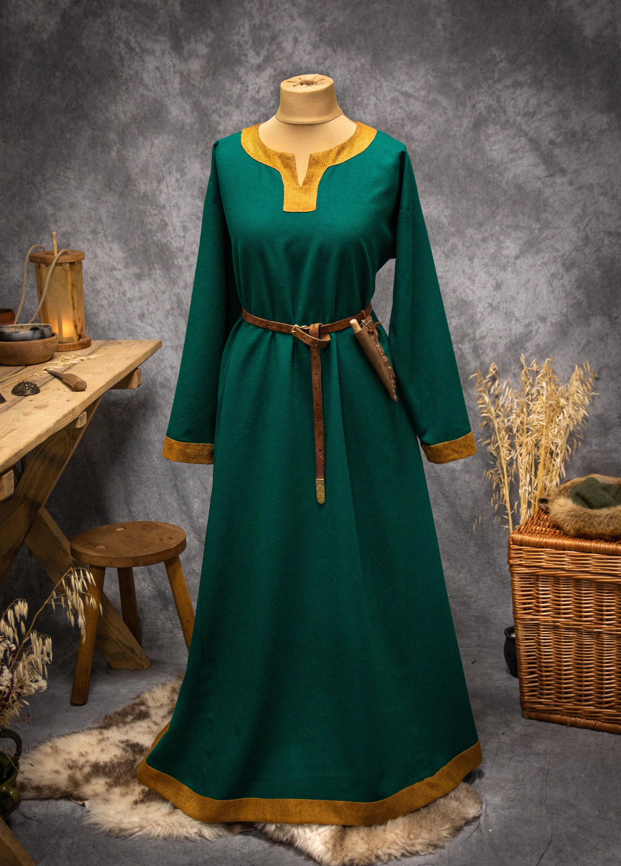 ★専用★ Swedish vintage cloth・* Early Medieval Trimmed Wide Wool Apron Dress Smokkr With