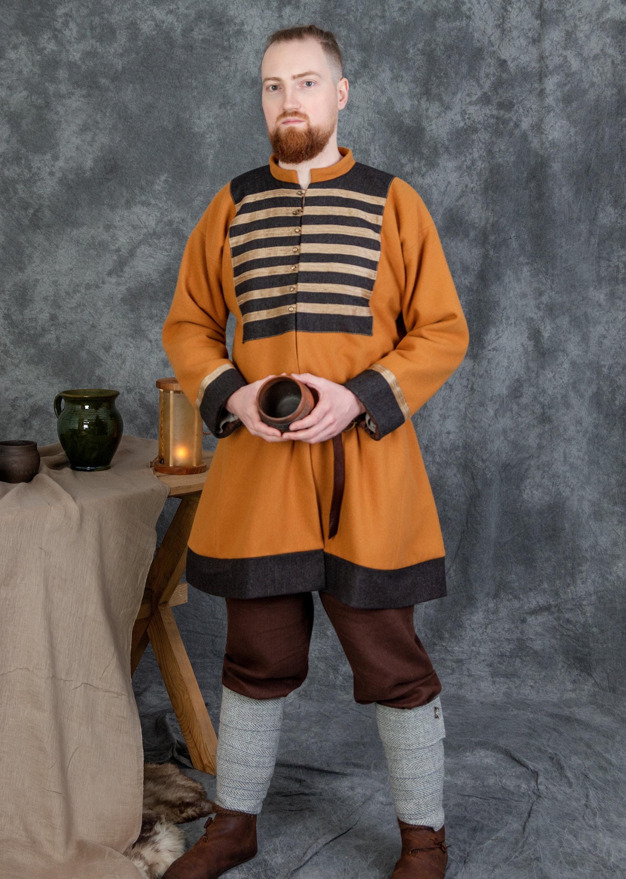 Early Medieval Viking Birka Wool Coat/Kaftan With Silk Hems For Man Costume | Rich Viking Wollen Tunic Reenactment