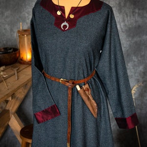 Early Medieval Wide Warm Wool Dress With Natural Silk Hems for Viking ...