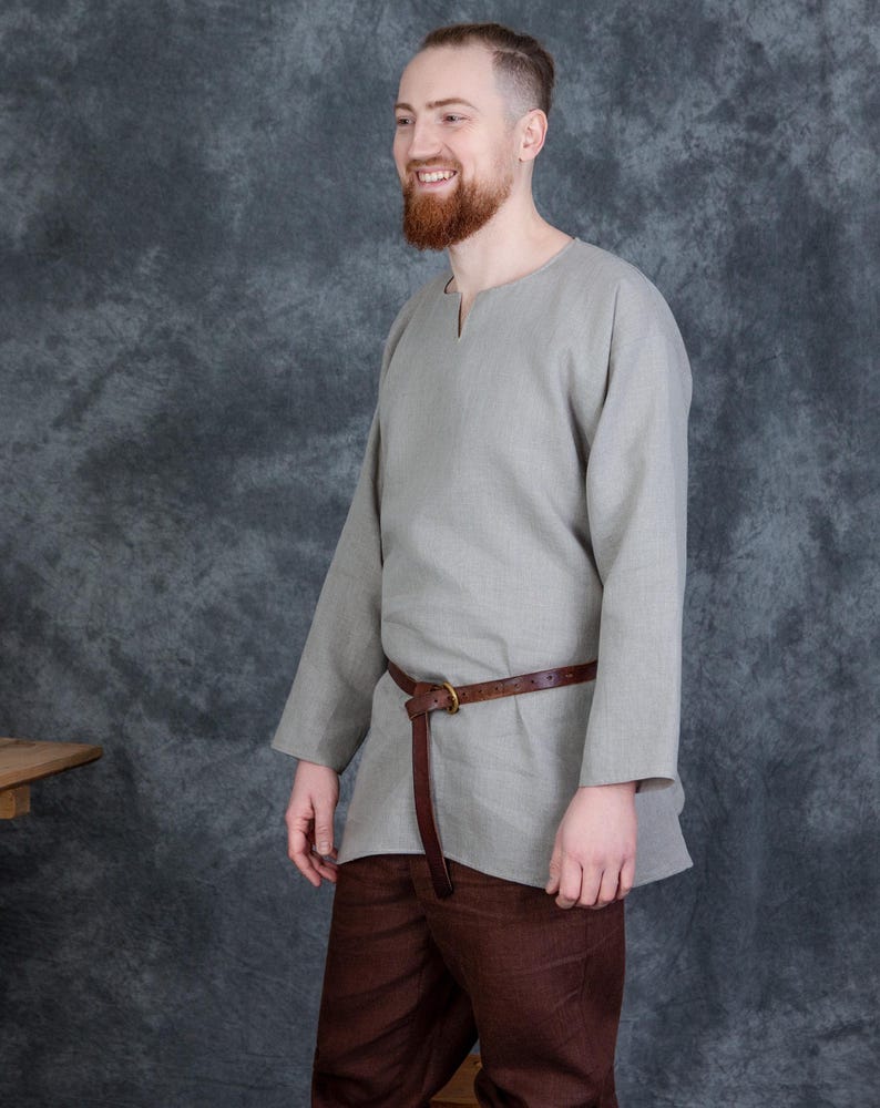 Early Medieval Birka Natural Linen Basic Wide Tunic Shirt With Small ...