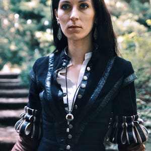 YENNEFER Wool jacket, shirt and skirt, mittens inspired by outfit of Yennefer from Vengerberg, the Witcher game, LARP cosplay, Ren Faire image 7