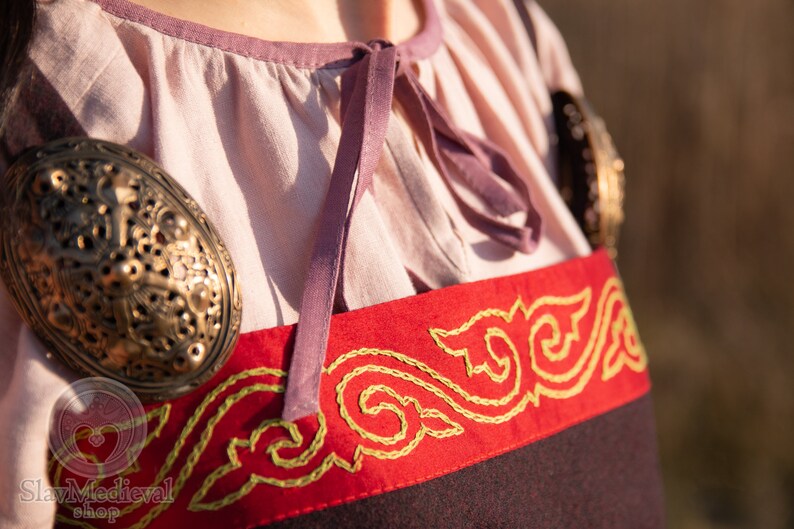 Ready for shipping Viking Apron Dress dark maroon color | Etsy