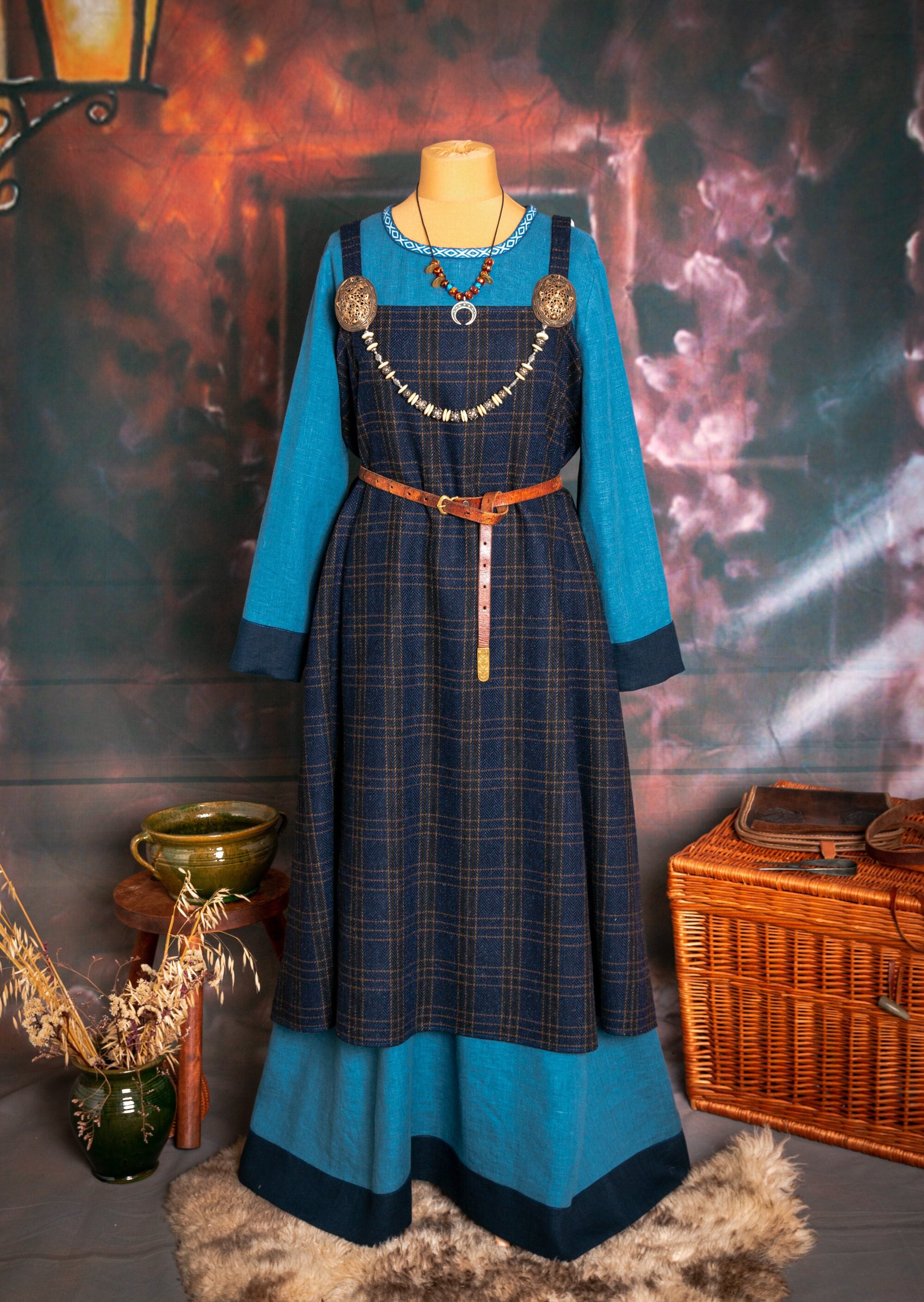 apron dress blue Yumi Apron Dress in Light blue wash | Silk cotton denim