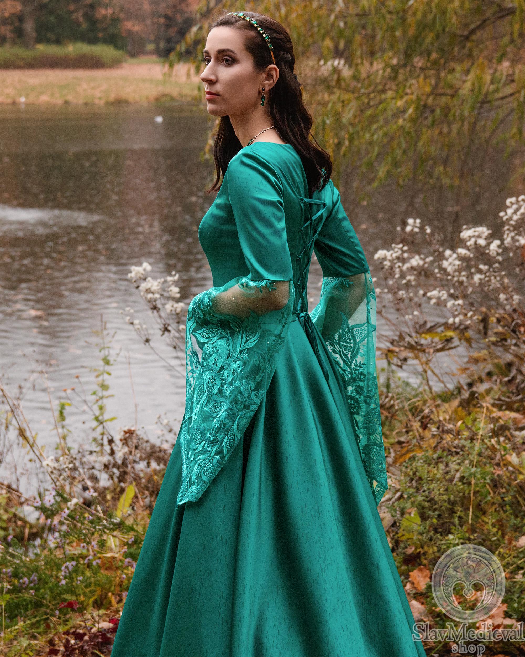 medieval formal dresses Medieval Chiffon Layered Wedding Dress with Flutter Sleeves main image 0