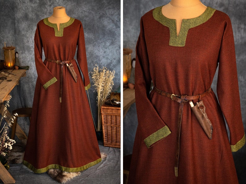 Early Medieval Viking Wide Warm Wool Dress With Diamond Twill - Etsy