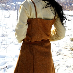Early Medieval Hedeby Wool Apron Dress smokkr for Viking and Slavic woman historical reenactment costume LARP SCA, ren faire costume dress image 9