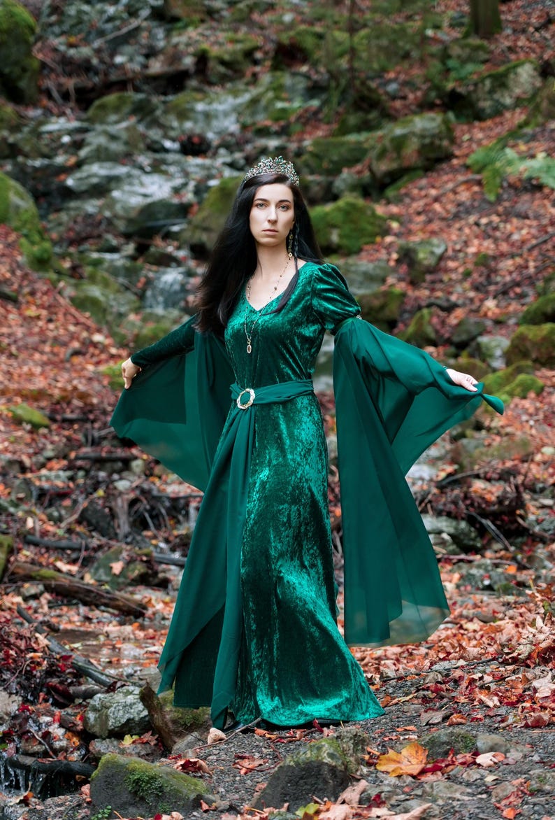 Fantasy Elf Medieval Renaissance Faire Velour Dress Gown Chemise With ...