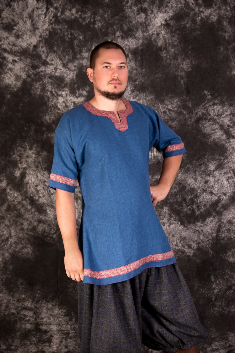 Early Medieval linen tunic Tunic of Birka Norse tunic diamond twill Viking tunic Linen shirt for Viking short sleeves Viking Reenact