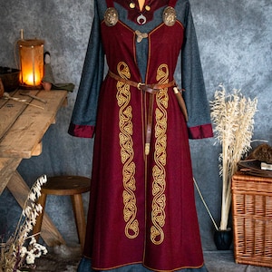 Early Medieval Wide Warm Wool Dress With Natural Silk Hems for Viking ...