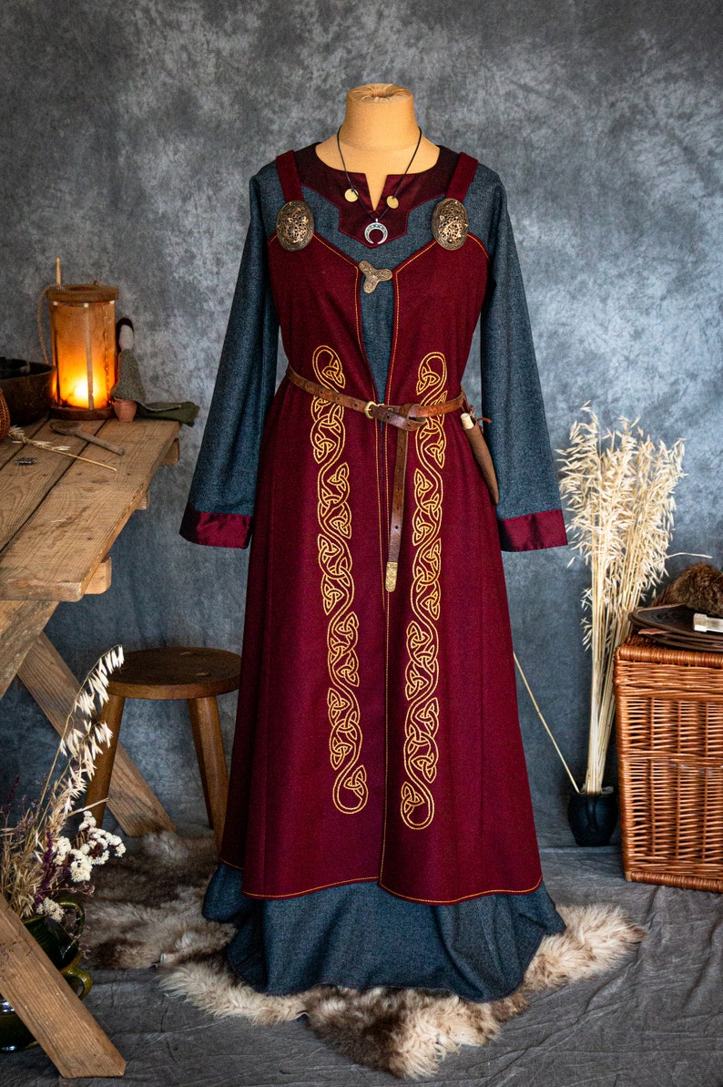 Early Medieval Wide Warm Wool Dress With Natural Silk Hems for - Etsy