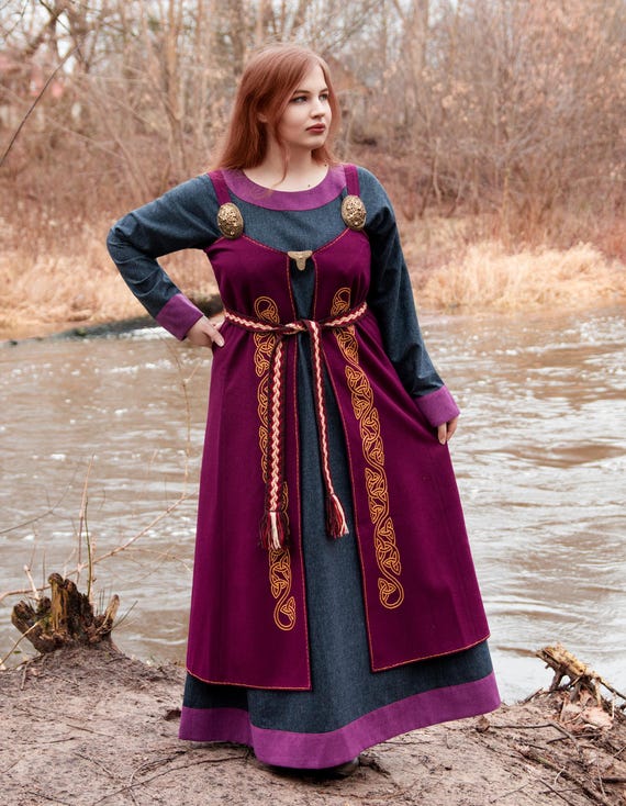 embroidered medieval dress Forest Witch Medieval Dress, Vintage Embroidered Elf Costume, Adult – Tunic  Costumes