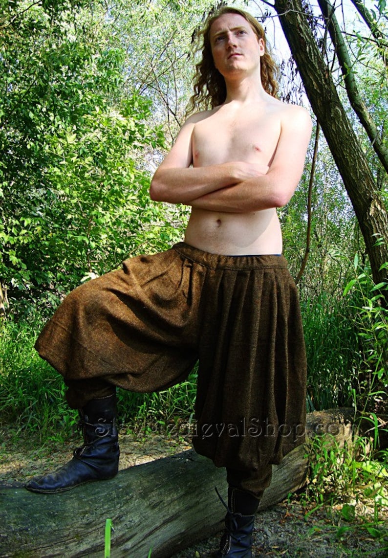 PASBYXOR BAGGY PANTS Early Medieval Viking wool baggy pants/trousers for Viking Reenactors and Viking Man Costume Historical pattern image 3