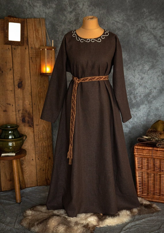 Gonna Sottoveste Medievale In Cotone - Lunga, Bianco/Naturale, Per Costumi E LARP - Foto 3