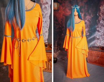 KELTISCH BOS | Middeleeuwse, fantasierijke jurk van katoen/linnen met wijde mouwen geïnspireerd op de Keltische mythologie | Elven Ren Faire-kostuum