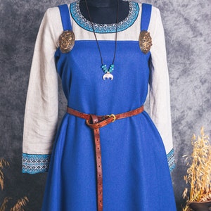 Early Medieval Hedeby Wool Apron Dress smokkr for Viking and Slavic woman historical reenactment costume LARP SCA, ren faire costume dress image 2