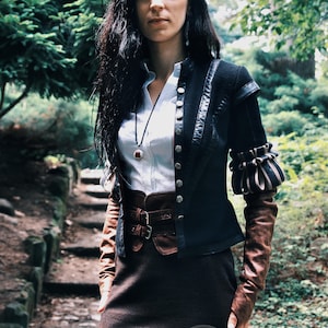 YENNEFER Wool jacket, shirt and skirt, mittens inspired by outfit of Yennefer from Vengerberg, the Witcher game, LARP cosplay, Ren Faire image 3