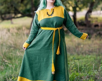Viking Linen Dress Women Medieval Norse Clothing Plus Size Reenactment