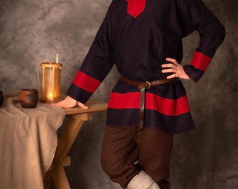 Middeleeuwse linnen tuniek voor mannen | Vikingkleding voor re-enactment | LARP-kostuum