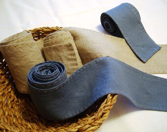 Early Medieval handsewn linen leg calf wraps for Viking man costume | Putees Wickelbander Saxon Norse Historical leg wraps for reenaction