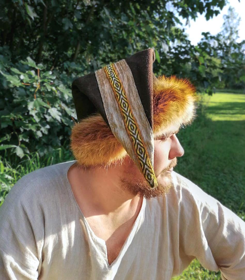 Mens Viking Costume Viking Horned Hat Headwear Medieval Buffalo