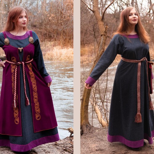 Early Medieval Wool Dress With Wool Hems for Viking Woman - Etsy