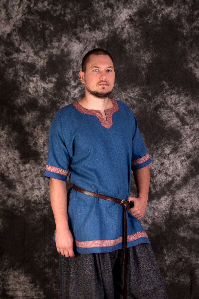 Early Medieval linen tunic Tunic of Birka Norse tunic diamond twill Viking tunic Linen shirt for Viking short sleeves Viking Reenact