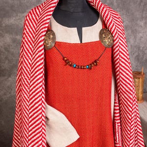 HANDWOVEN Merino Herringbone Twill Wool Early Medieval Hedeby Apron Dress on Straps, Smokkr, Pinafore Dress for Slavic Viking woman costume