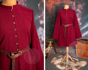 Manteau en laine noble viking du début du Moyen Âge avec une doublure en lin de Birka pour reconstitution historique | Manteau médiéval en laine pour reconstitution