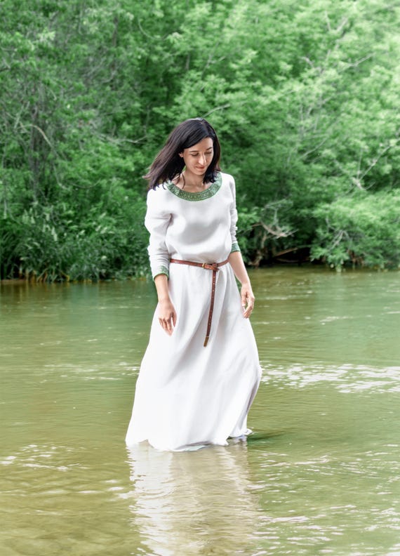Early Medieval-inspired Slavic Viking Ceremonial Trimmed Linen Dress With  Decorative Embroideried Hems for Celtic Wedding, Boho, LARP SCA - Etsy  Denmark