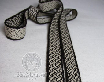 Early medieval woven belt made of 100% wool, Birka pattern, weaved on tablets, Viking belt, LARP SCA, handwoven selvedge, handmade belt,