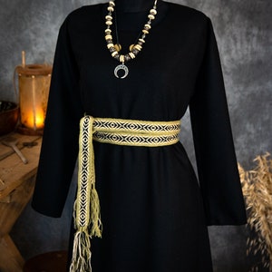 Early Medieval Birka warm wool dress T-tunic with two wedges, round neckline for Viking and Slavic woman historical reenactment costume image 10