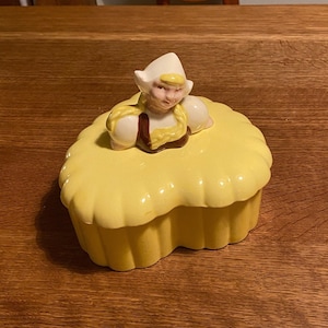 Heart Shaped Ceramic Box with Dutch Girl on Top