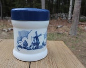 Vintage Milk Glass Cigar Holder Tobacco Humidor Milk Glass Canister Nautical Jar