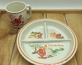 Vintage Children 39 s Little Bo Peep Divided Dish and Mug Baby Dish and Cup