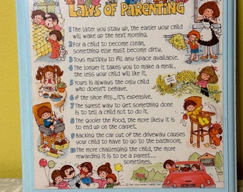 Laws of Parenting Hallmark 1981 Wall Hanging Plaque, Baby Gift, New Parents