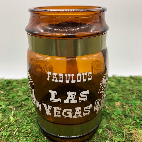 Siesta Ware Fabulous Las Vegas Amber Glass Mug With Wooden Handle // Las Vegas Souvenir