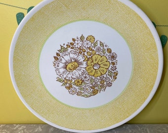 Large Floral Serving Plate // Yellow Daisy Plate // Vintage Serving Plate