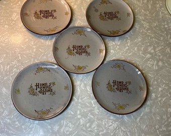 Vintage Home Sweet Home Iron Stone Plates // Set of Five (5) // Salad Plates // bread Plates //Made in Japan