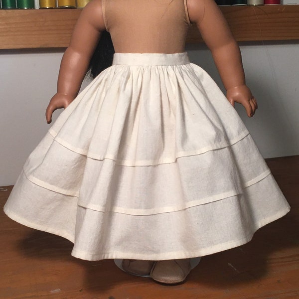 Handmade 8" petticoat skirt for your 18 inch doll, unbleached 100% cotton muslin