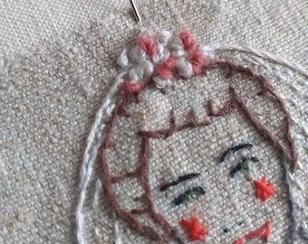 Customised vintage Folk doll / Rag doll - a unique handmade personalised stitched embroidery present/ Mini Me