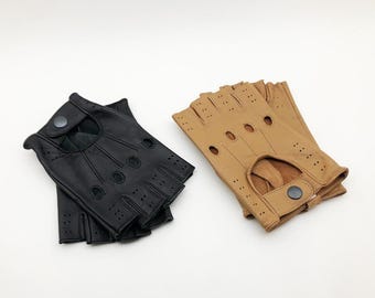 "Neue ""FANGIO"" Fingerlose Klassische Herren Leder Autohandschuhe."