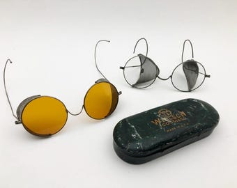 Lot 2 x Willson Antique Faltbrille 10's 20's Old Motoring Industrial Steampunk