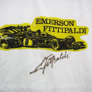 Signed Emerson Fittipaldi Vintage 1972 T-Shirt Lotus 72D #8 JPS F1 Racing