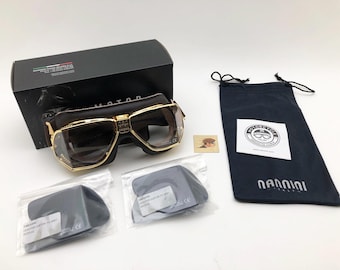 Nannini Italienische Brille “Custom model” Motorrad Car Classic Braun/Gold + 2 Paar Gläser